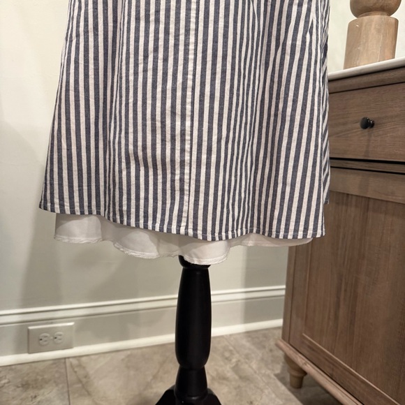 New York & Company Deep Navy and White Striped Midi Dress - Picture 8 of 11